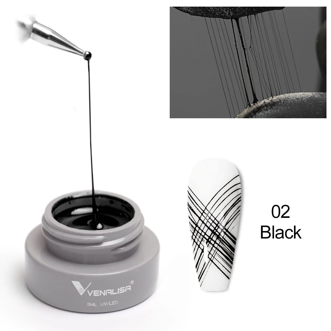 Venalisa Spider Gel 5 ml – 02 Fekete (Új Formula)
