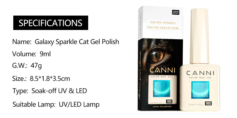CANNI HEMA FREE Gél Lakk Szett – 8 szín No.01 – Shimmer Velvet Kollekció + mágnes