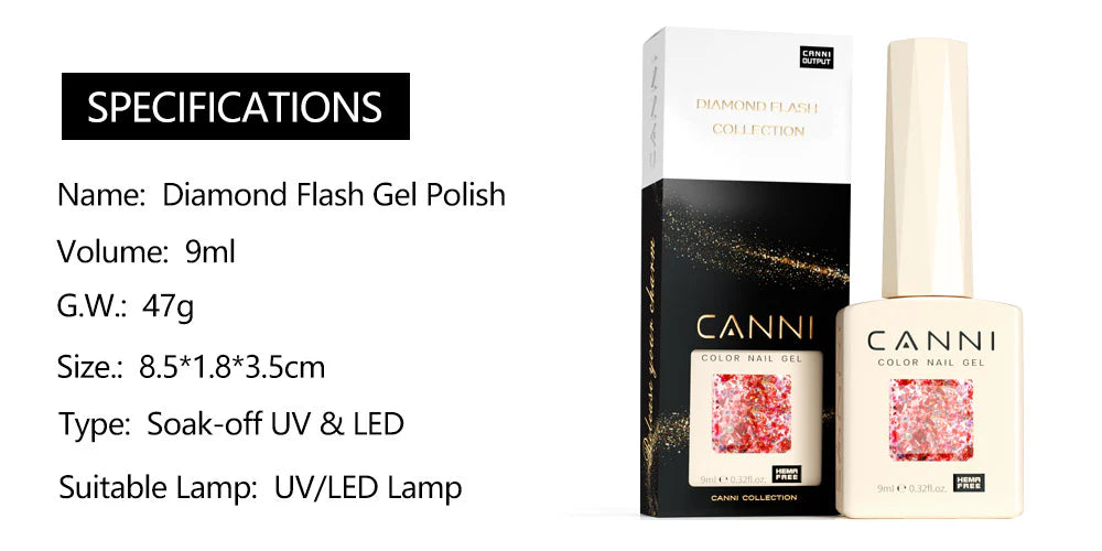 CANNI HEMA FREE UV/LED Gellack 9 ml Nr. 8059 – Diamond Glitter Collection
