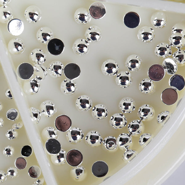 Metál Körömgyöngy Utántöltő - FÉLGYÖNGY - silver 3 mm