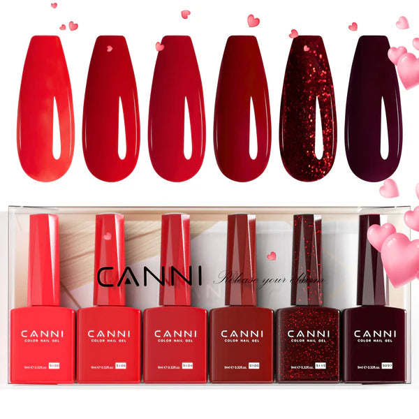 CANNI HEMA FREE UV/LED gél lakk szett 6x9ml - Red Velvet Reverie