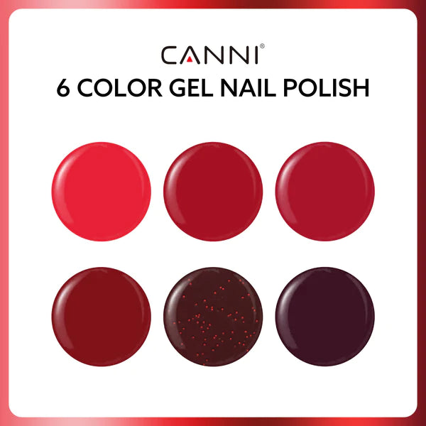 CANNI HEMA FREE UV/LED-Gellack-Set 6x9ml – Red Velvet Reverie