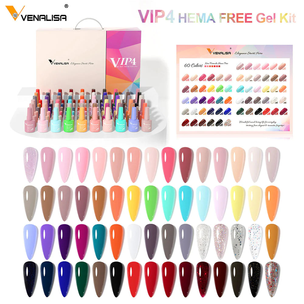 Venalisa Hema Free VIP4 UV/LED Gel-Lack – Komplettset – 60 Farben