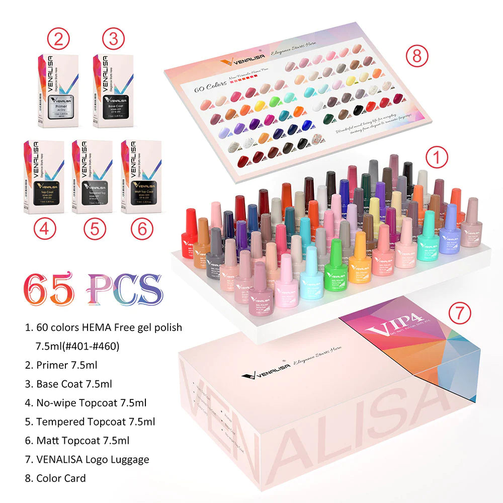 Venalisa Hema Free VIP4 UV/LED Gel Varnish - Complete set - 60 colors