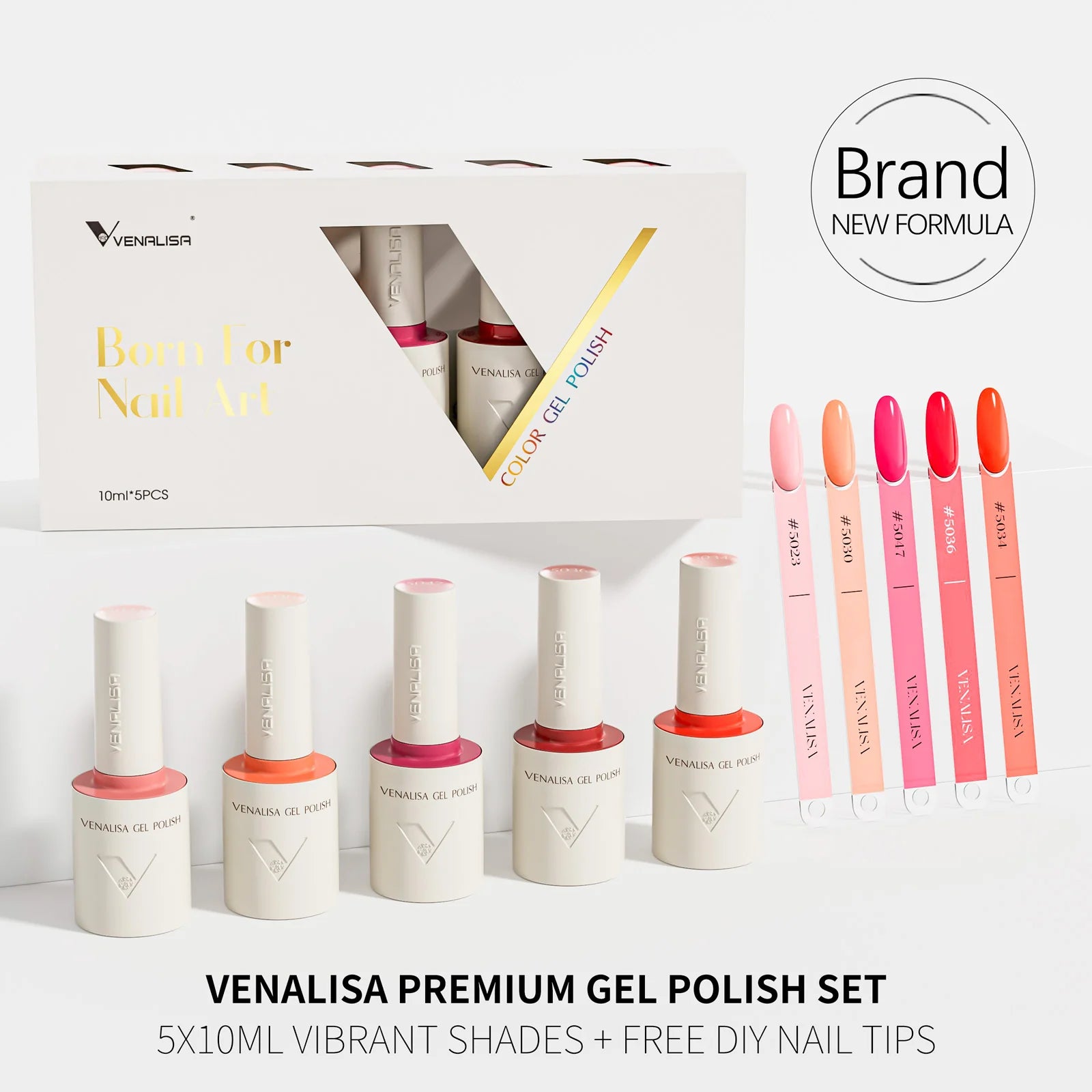 Venalisa HEMA-TPO-freies UV/LED-Gel-Nagellack-Set 5x10 ml - Amber Blaze V2501