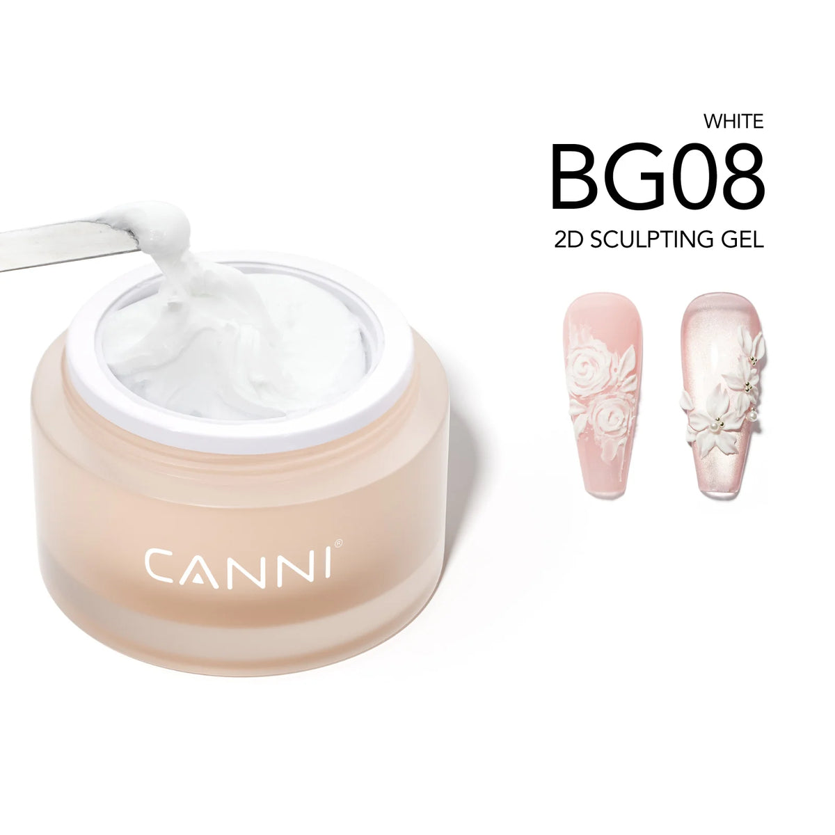 CANNI díszítő zselé - BG08 - HEMA Free 2D Sculpting Gel gyurmazselé 10g - White