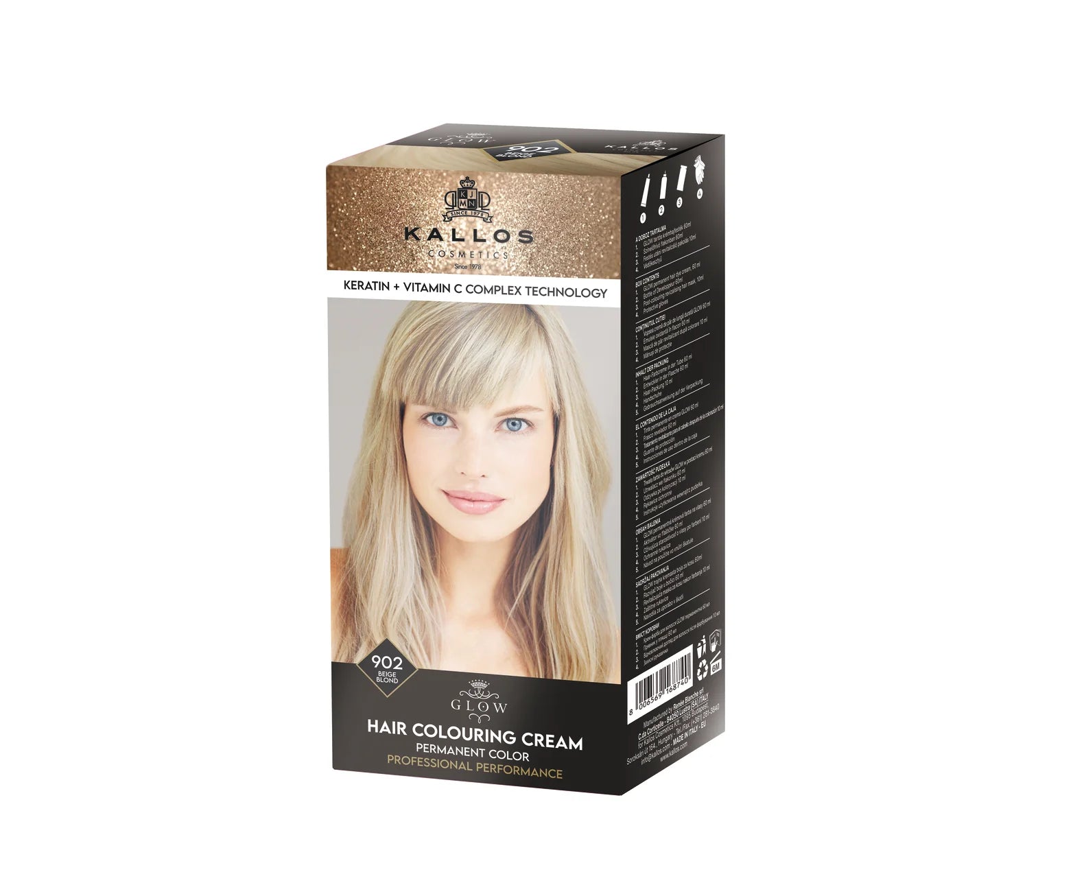 Kallos GLOW Tartós Krémhajfesték 60 ml - 902 bézs szőke