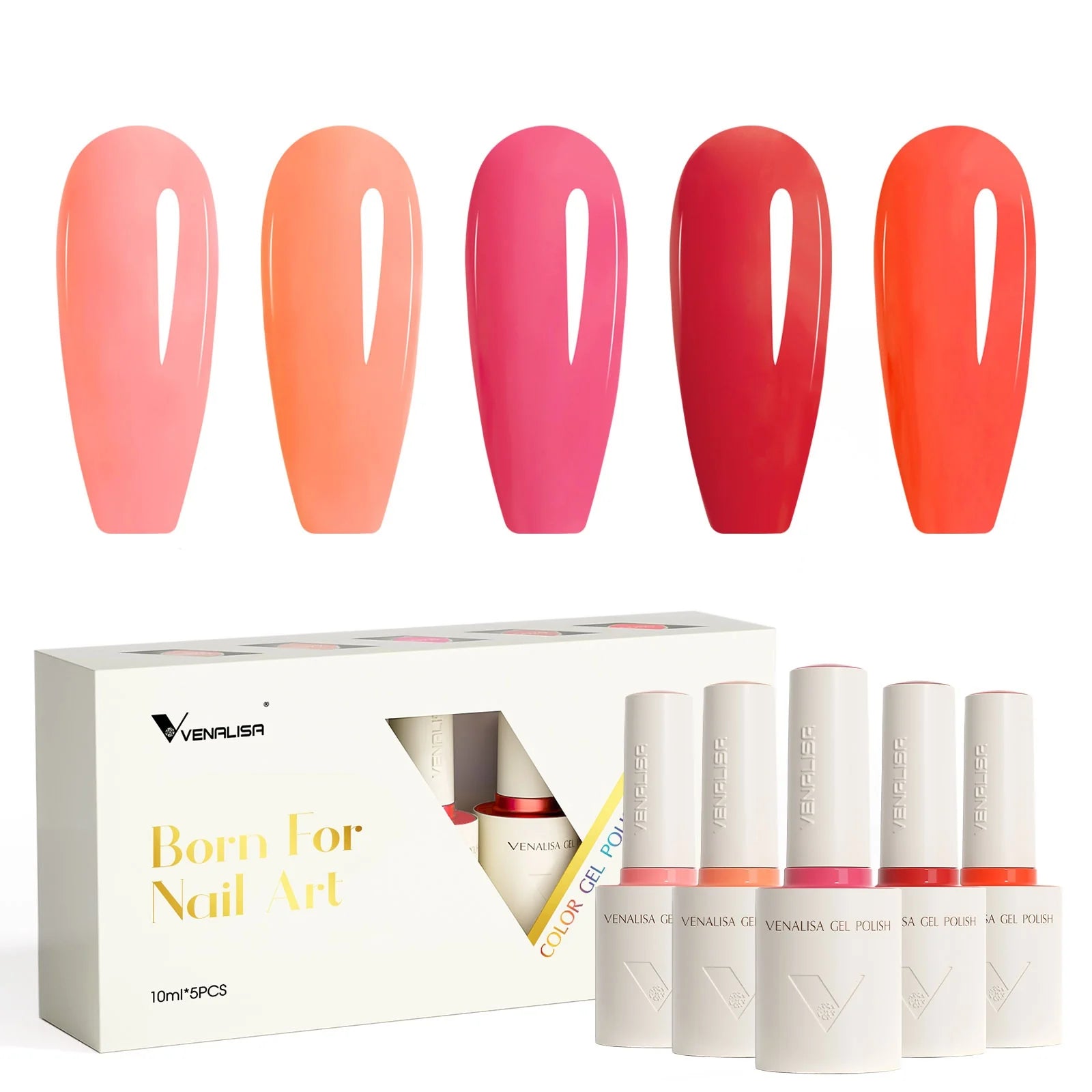 Venalisa HEMA-TPO-freies UV/LED-Gel-Nagellack-Set 5x10 ml - Amber Blaze V2501