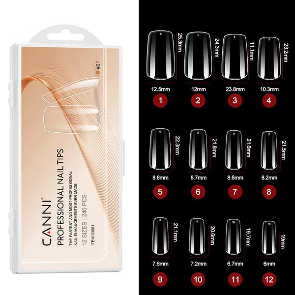 CANNI Soft Gel Tip 240 Stück / 12 Größen Nr. 01 Würfel