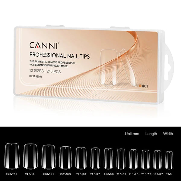 CANNI Soft Gél Tip 240 db-os / 12 méret No.01 kocka