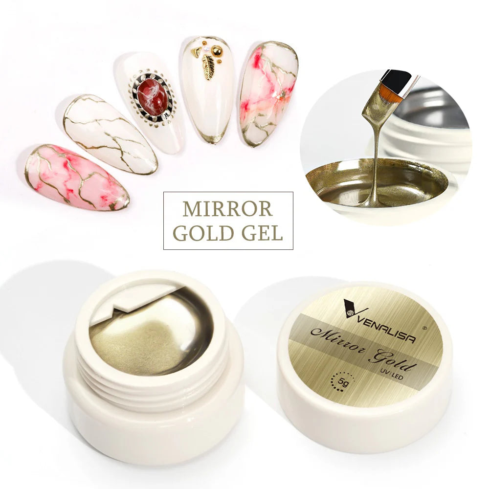 Venalisa Mirror Gold Gel 5g – Arany tükörfényű festő zselé