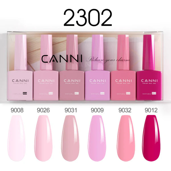CANNI HEMA FREE UV/LED gél lakk szett 6x9ml - 2302 - Pink Champagne Dreams