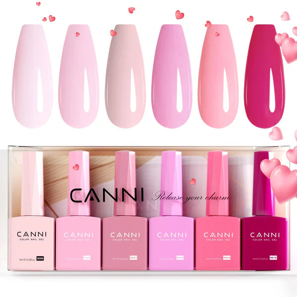 CANNI HEMA FREE UV/LED gél lakk szett 6x9ml - 2302 - Pink Champagne Dreams