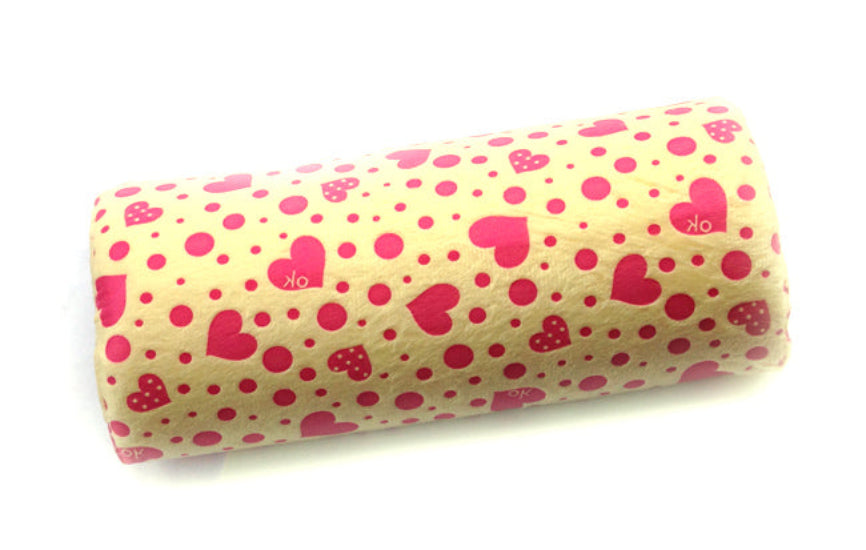 Terry cloth armrest with heart pattern - in White, Pink and Yellow colors