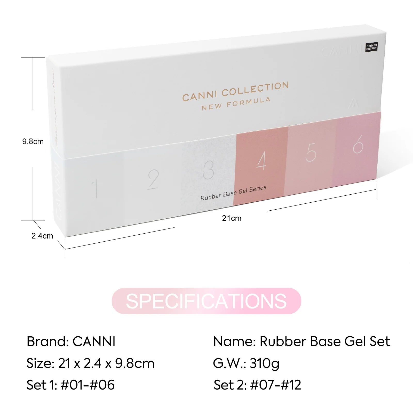 CANNI HEMA FREE Rubber Base Gel Set - 6x9 ml - R1
