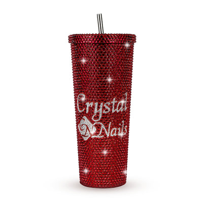Crystal Nails Strasszköves pohár - piros