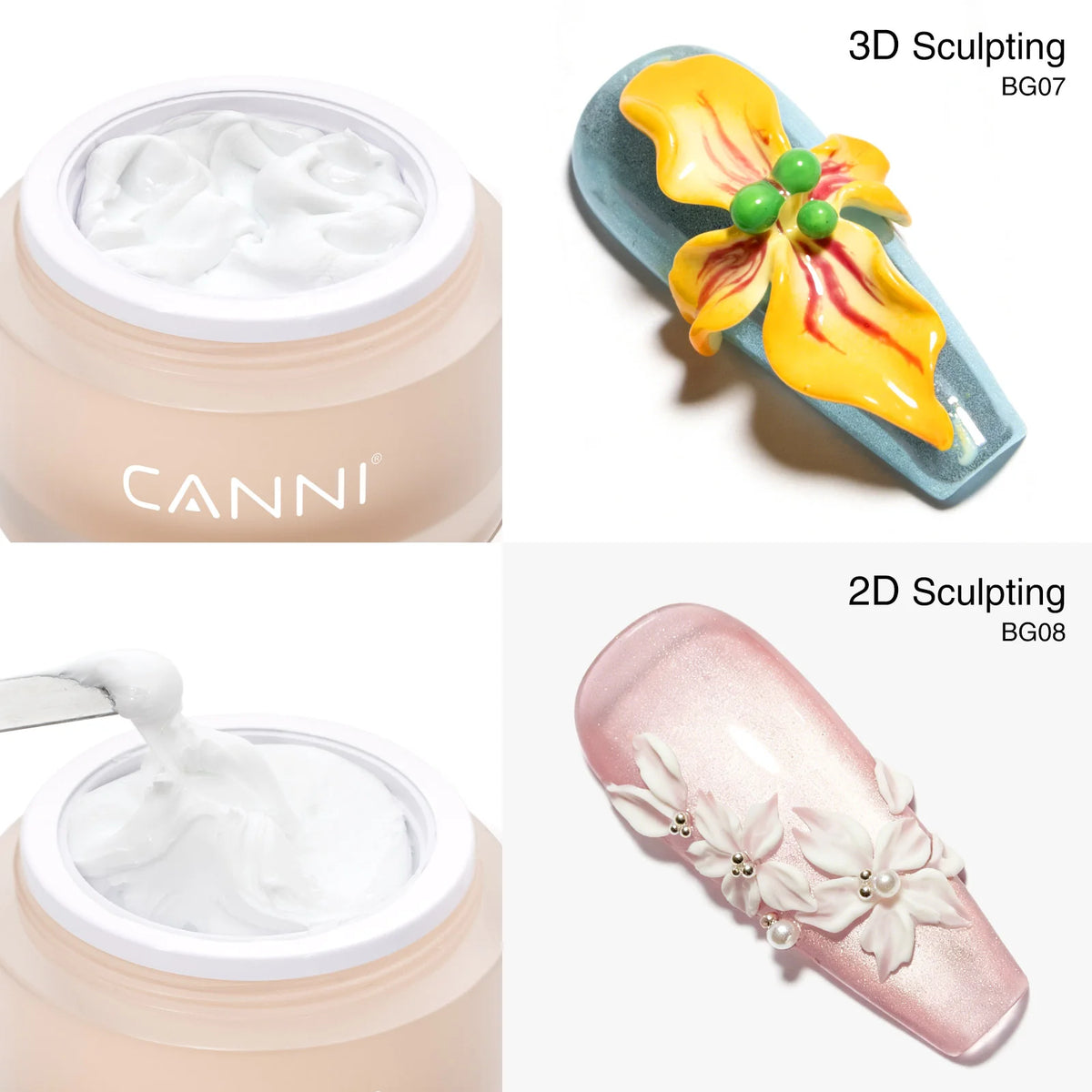 CANNI díszítő zselé - BG07 - HEMA Free 3D Sculpting Gel gyurmazselé 10g - White
