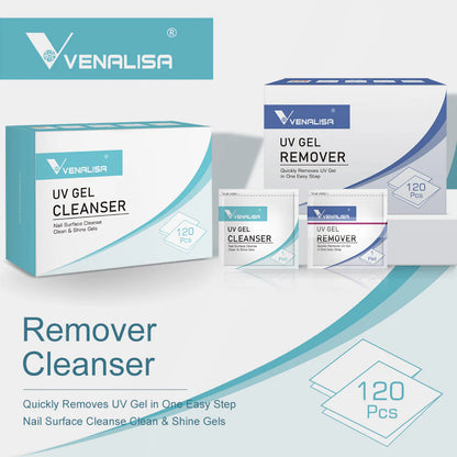 Venalisa Nail Gel Polish Remover & Cleanser Set – 2 × 120 Stück