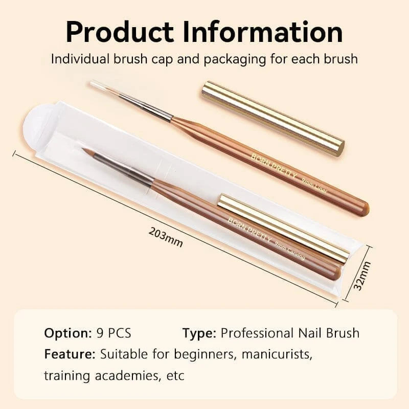 BORN PRETTY PRO Pinsel-Set - 9 Stk.
