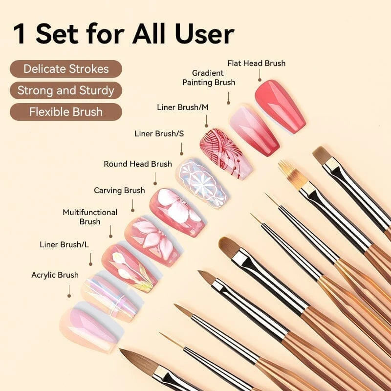 BORN PRETTY PRO Pinsel-Set - 9 Stk.