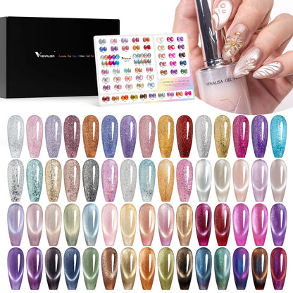 Venalisa HEMA FREE Aurora Cat Eye & Glitter UV/LED Gel-Lack Set – 60 Farben