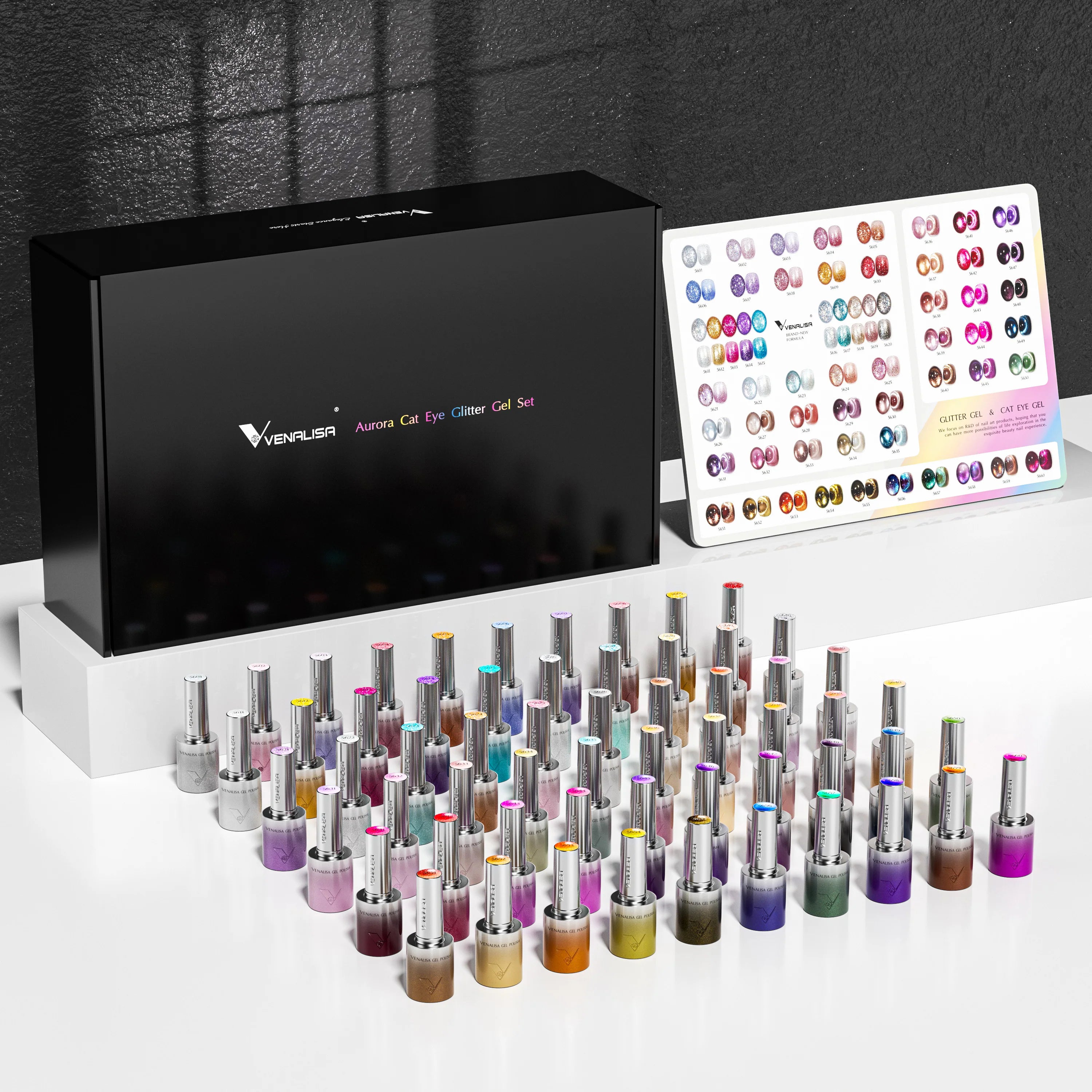 Venalisa HEMA FREE Aurora Cat Eye & Glitter UV/LED Gél Lakk Szett – 60 db