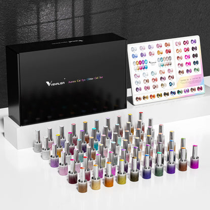 Venalisa HEMA FREE Aurora Cat Eye & Glitter UV/LED Gel-Lack Set – 60 Farben