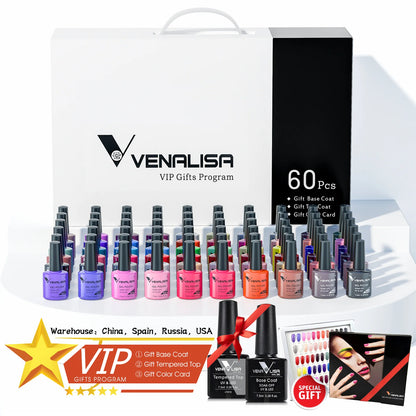 Venalisa VIP1 UV/LED Gel Varnish - Complete set - 60 colors