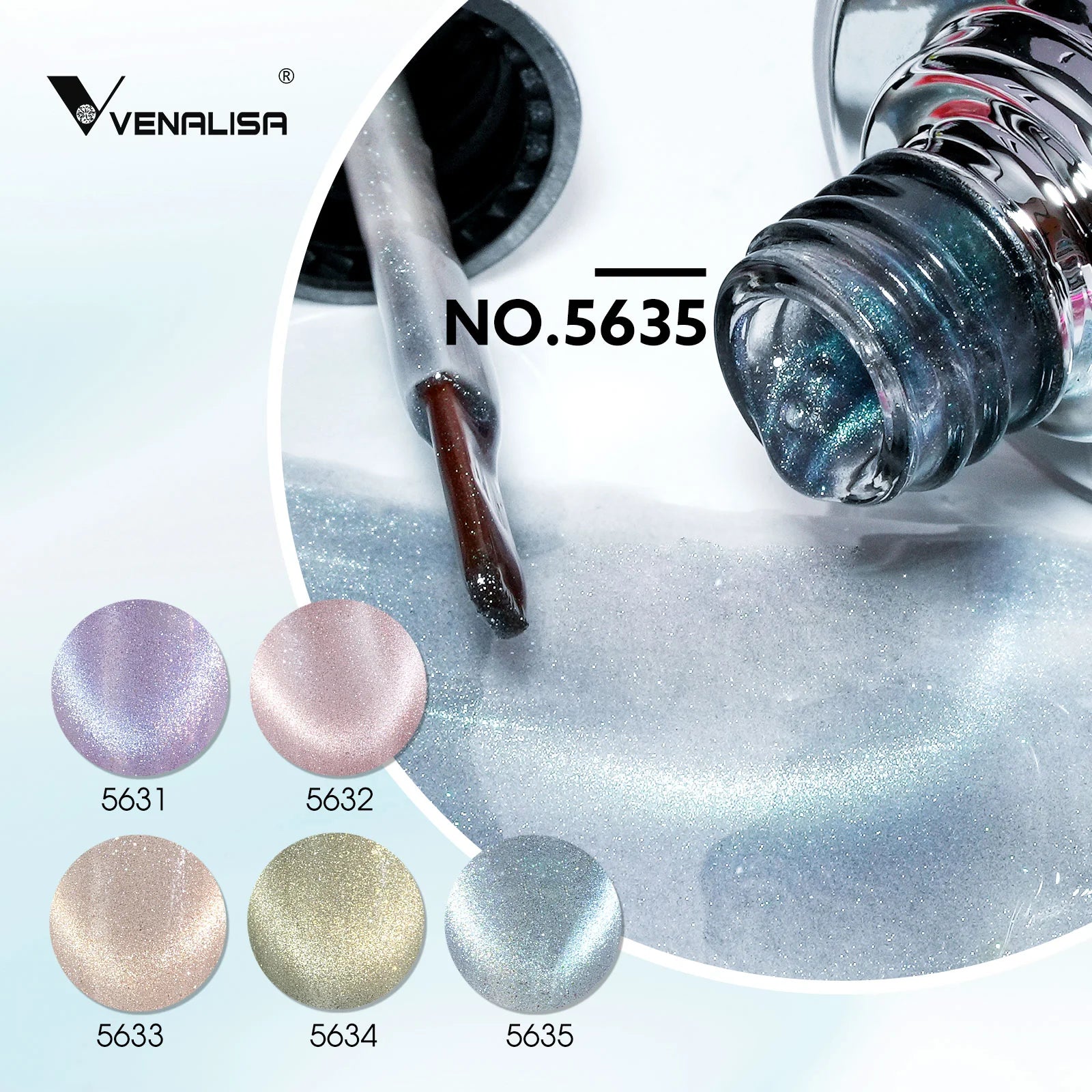 Venalisa 5-teiliges UV/LED-Katzenaugen-Gel-Nagellack-Set - 5 x 10 ml - GC07