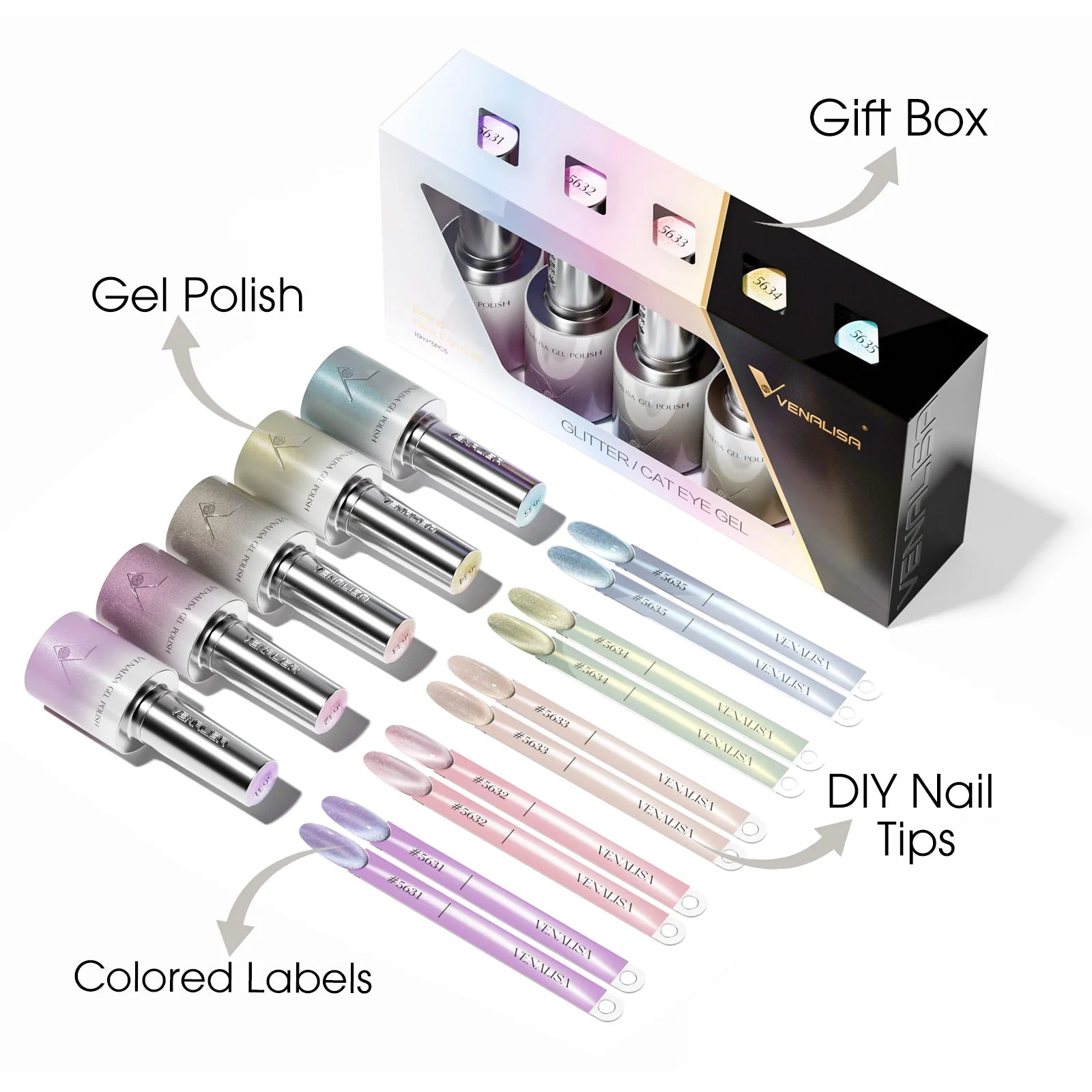 Venalisa 5 db-os UV/LED Cat Eye gél lakk szett - 5x10 ml - GC07
