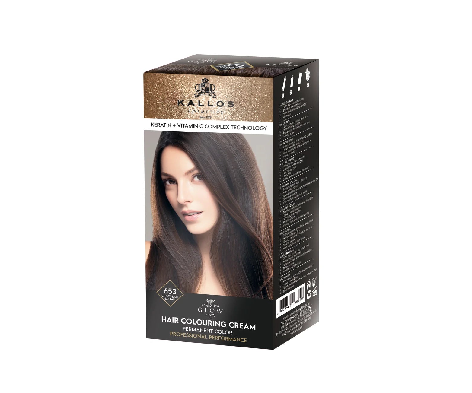Kallos GLOW Tartós Krémhajfesték - 653 Csokoládé Barna 60 ml