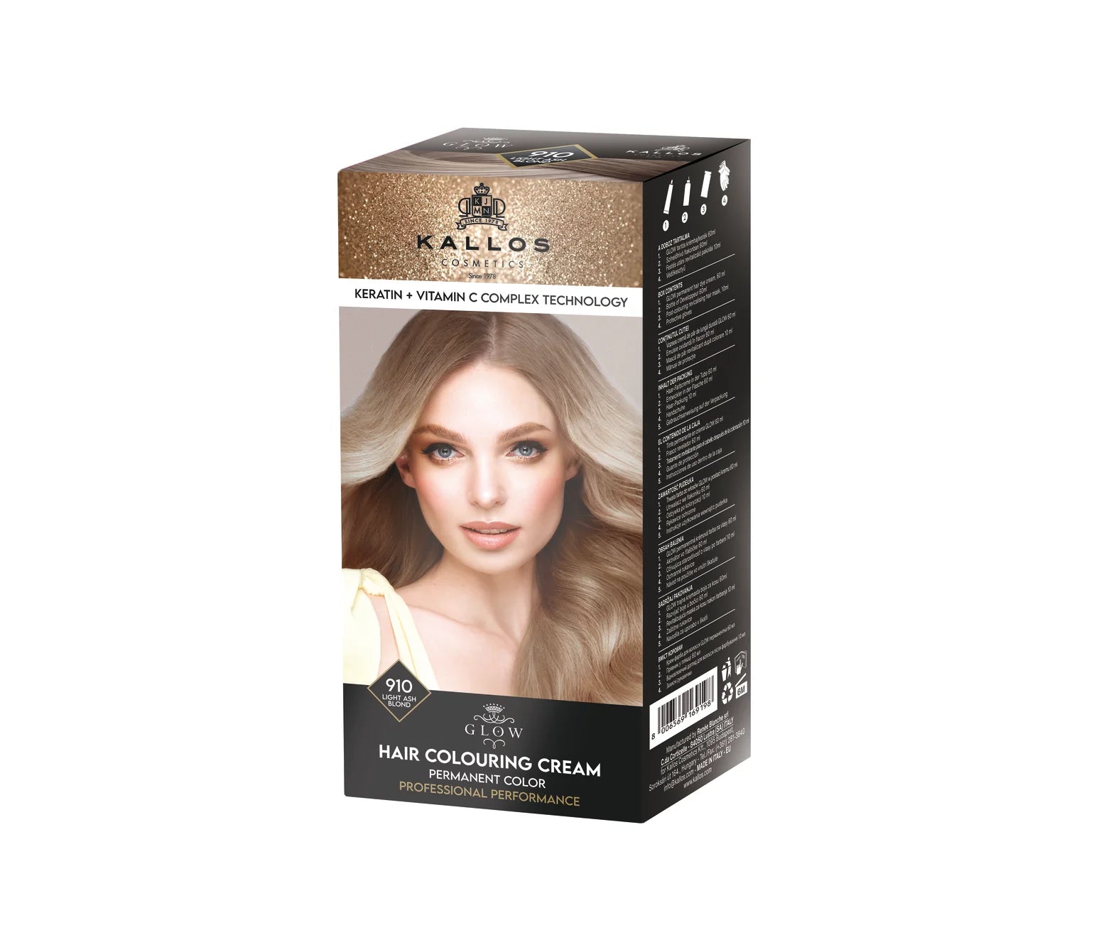 Kallos GLOW Tartós Krémhajfesték - 910 Világos Hamvasszőke 60 ml
