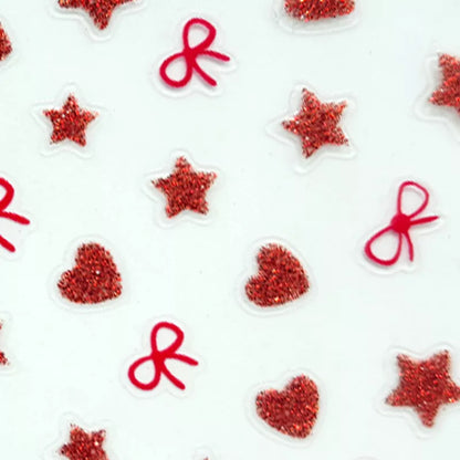 Körömmatrica - Red Glitter Hearts