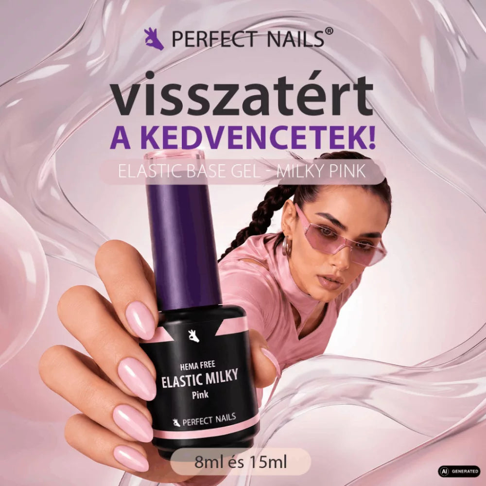 Elastic Cover Base Gel - Hema Free Erősített Gél Lakk Alap - Milky Pink - 8 ml