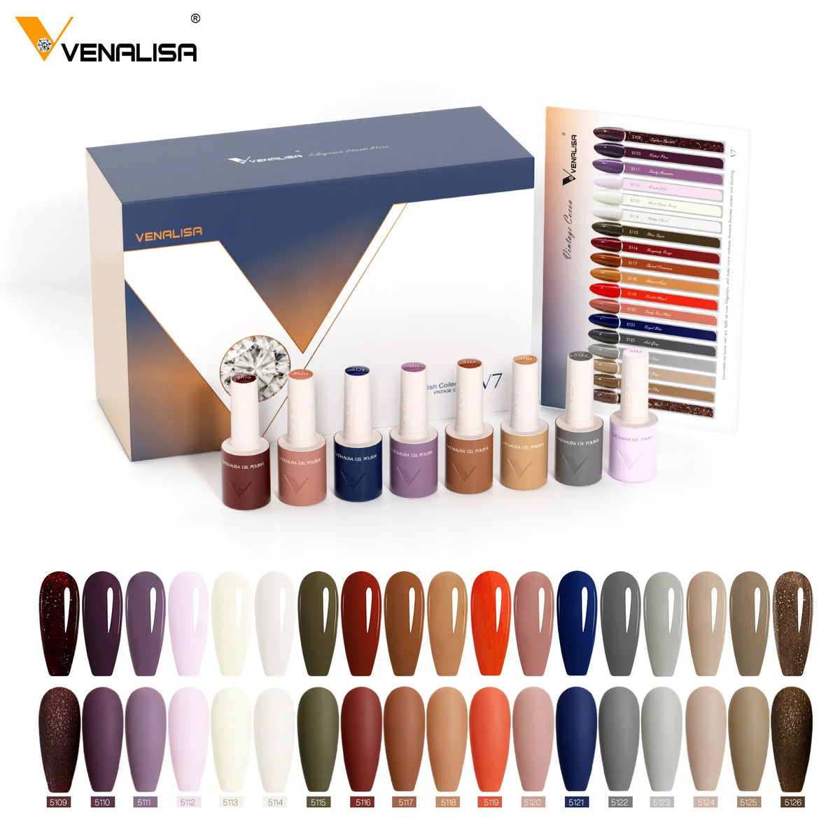 Venalisa UV/LED Gellack Set - V7 - Vintage Cocoa - 18 Farben