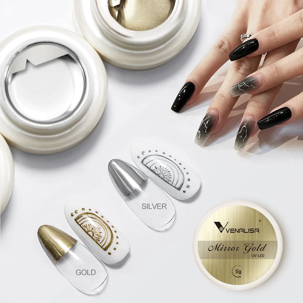 Venalisa Mirror Silver & Gold Gel Set – 2 Stück (5g + 5g)