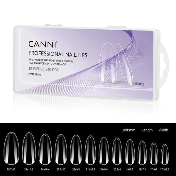 CANNI Soft Gél Tip 240 db-os / 12 méret No.02 mandula