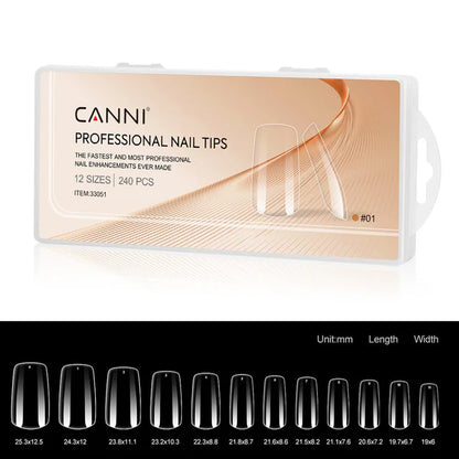 CANNI Soft Gél Tip 240 db-os / 12 méret No.01 kocka