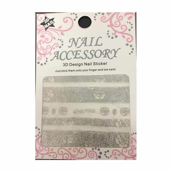 Self-adhesive Nail Sticker HBJY005S/silver lace/