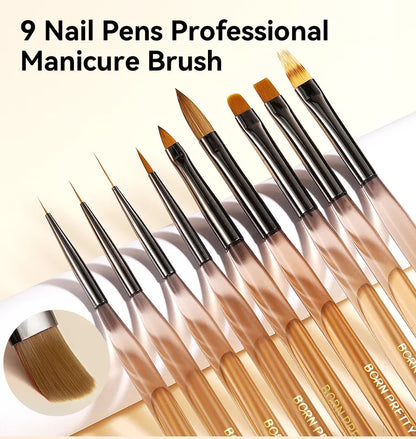 BORN PRETTY PRO Pinsel-Set - 9 Stk.