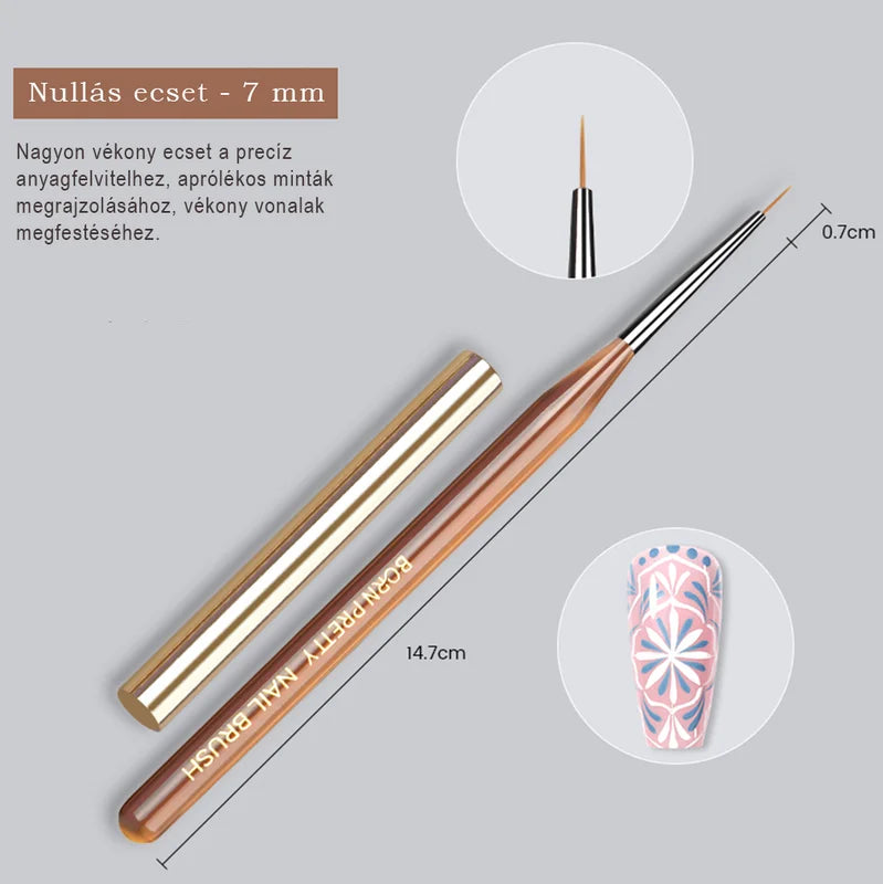 BORN PRETTY Nail Art Brush díszítő ecset – nullás 7 mm