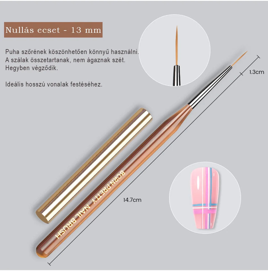 BORN PRETTY Nail Art Pinsel – 0 Detailpinsel 13 mm