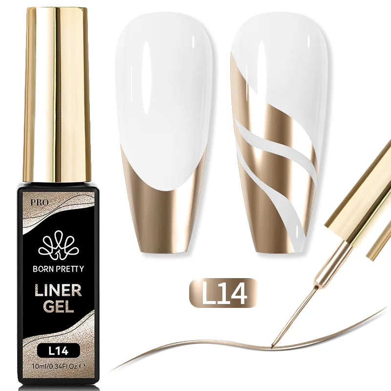 BORN PRETTY PRO Liner Gel 10 ml - L14 - Metál arany