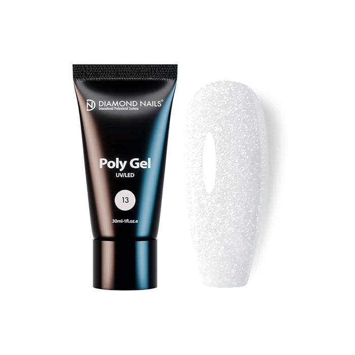 Diamond Nails Poly gel 13 - White Glitter - 30ml - Hema- és Tpo-mentes