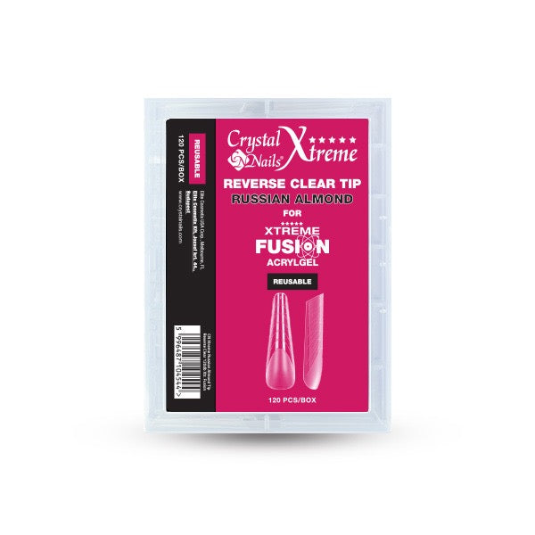  Xtreme Russian Almond Reverse Clear Tip Xtreme Fusion AcrylGel-hez - 120db